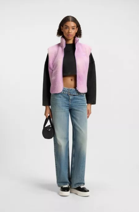 Cropped cotton sweatshirt with logo print