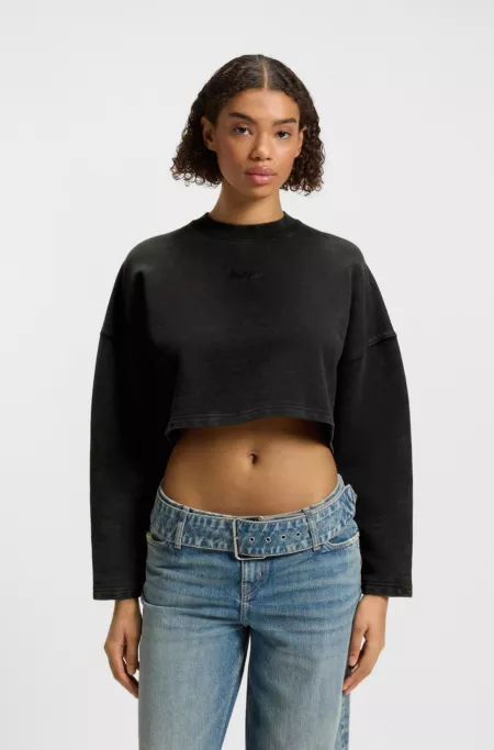 Cropped cotton sweatshirt with logo print