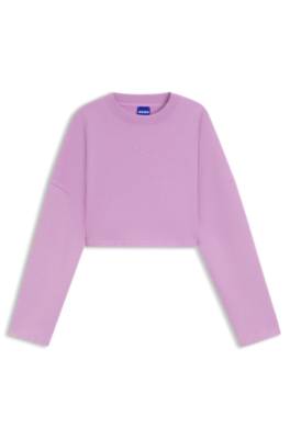 Cropped cotton sweatshirt with logo print 1