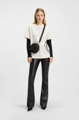 Cotton-jersey T-shirt with Happy HUGO graphic, Natural