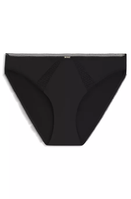 Microfibre briefs with lace inserts