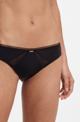 Microfibre briefs with lace inserts, Black