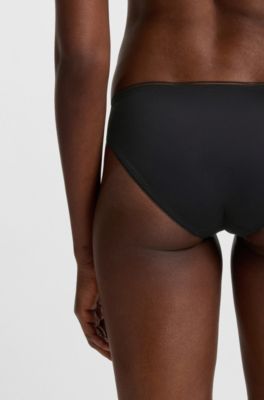 Slip in microfibra con inserti in pizzo, Nero