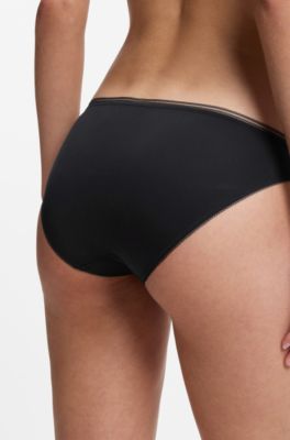 Microfibre briefs with lace inserts, Black