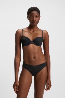 Microfibre briefs with lace inserts, Black