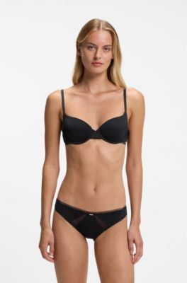 Microfibre briefs with lace inserts, Black