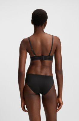 Microfibre briefs with lace inserts, Black
