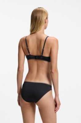 Microfibre briefs with lace inserts, Black