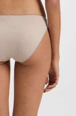 Microfibre briefs with lace inserts, Light Beige