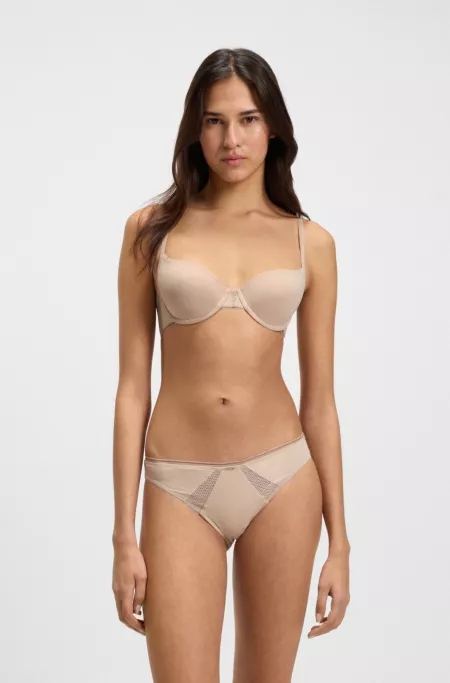 Microfibre briefs with lace inserts
