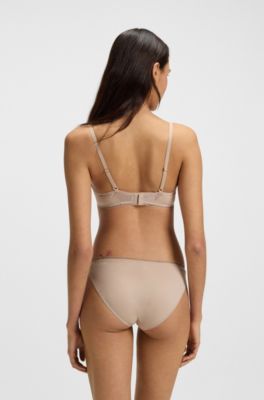 Microfibre briefs with lace inserts, Light Beige