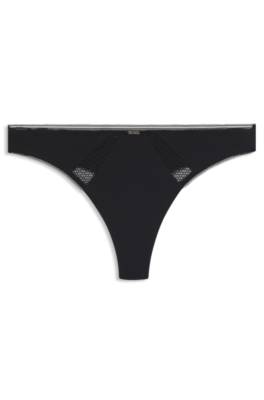 Microfibre thong with lace inserts 1