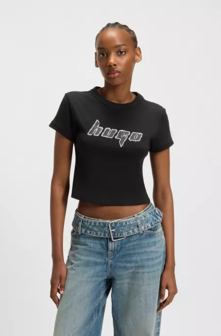 Cotton ringer T-shirt with graphic artwork