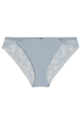 Briefs in microfibre with peony lace, Light Blue