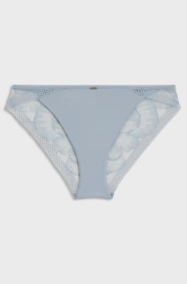 Briefs in microfibre with peony lace, Light Blue