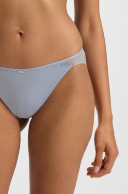 Briefs in microfibre with peony lace, Light Blue