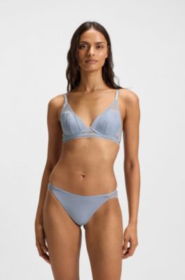 Briefs in microfibre with peony lace, Light Blue