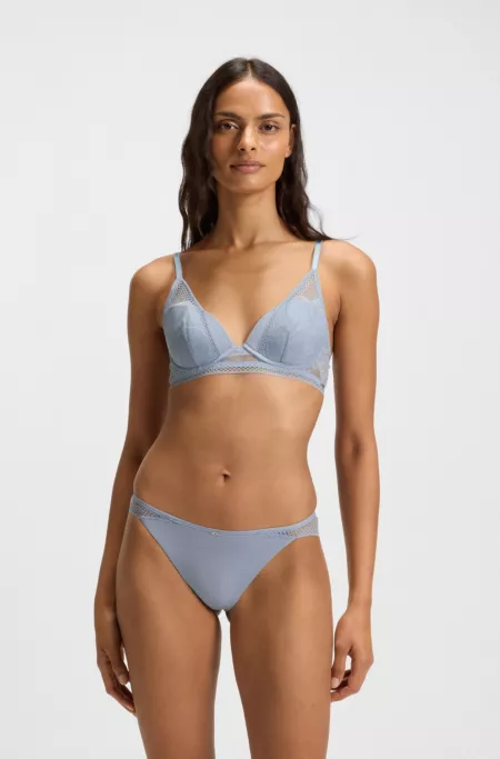 Briefs in microfibre with peony lace