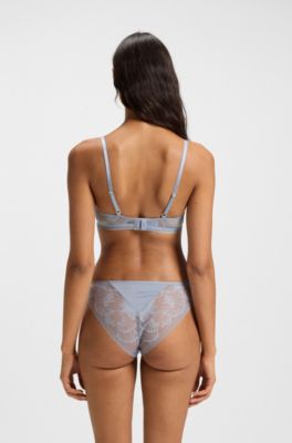 Briefs in microfibre with peony lace, Light Blue