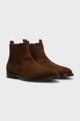 Dressletic Chelsea Boots aus Veloursleder, Dunkelbraun