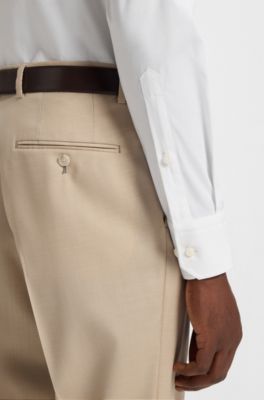 Camicia regular fit in popeline di cotone elasticizzato facile da stirare, Bianco