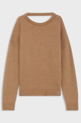 Oversized-fit sweater in a wool blend, Light Brown