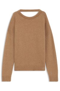Oversized Pullover aus Woll-Mix, Hellbraun
