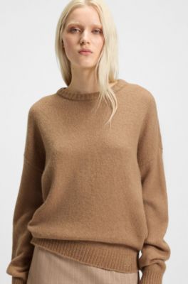 Oversize fit-tr&ouml;ja i ullblandning, Ljusbrun