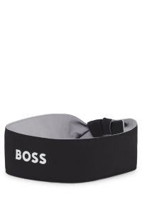Sports headband in stretch twill with printed logo, Black