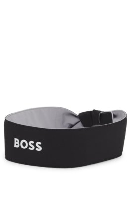 Sports headband in stretch twill with printed logo