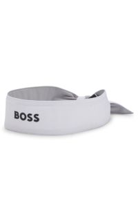 Sports headband in stretch twill with printed logo, White