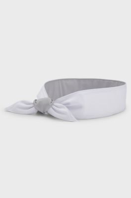 Sports headband in stretch twill with printed logo, White
