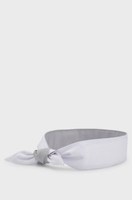 Sports headband in stretch twill with printed logo, White