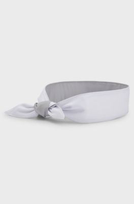 Sports headband in stretch twill with printed logo, White