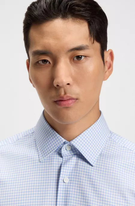 Regular-fit shirt in easy-iron stretch-cotton twill