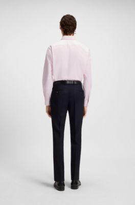 Regular-fit shirt in easy-iron stretch-cotton twill, Pink Patterned