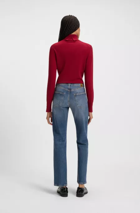 Slim-fit jeans in blue marbled comfort-stretch denim