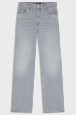 Relaxed-fit jeans in grey-blue denim, Light Grey