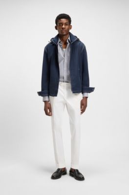 Regular-fit overhemd van gemakkelijk te strijken katoenen twill met stretch, Donkerblauw