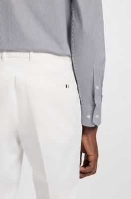 Regular-fit overhemd van gemakkelijk te strijken katoenen twill met stretch, Donkerblauw