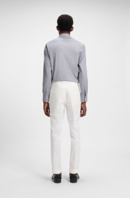 Regular-fit shirt in easy-iron stretch-cotton twill, Dark Blue