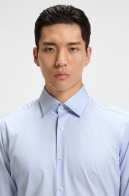 이지 아이언 스트레치 코튼 트윌 레귤러 핏 셔츠, 라이트 블루