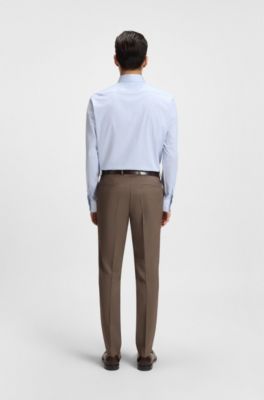 Regular-fit shirt in easy-iron stretch-cotton twill, Light Blue