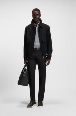 Slim-fit shirt in easy-iron striped cotton, Blue stripes