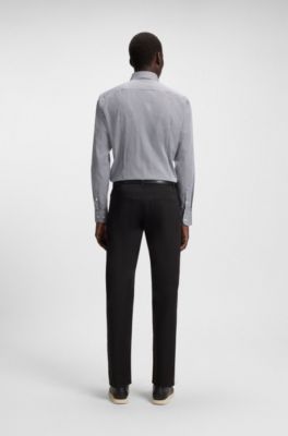 Slim-fit shirt in easy-iron striped cotton, Blue stripes