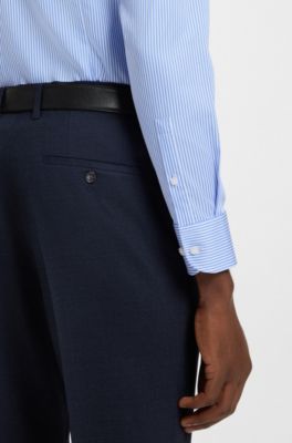 Chemise Slim en coton &agrave; rayures facile &agrave; repasser , Rayures bleu clair