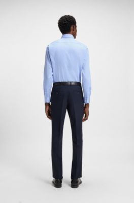 Chemise Slim en coton &agrave; rayures facile &agrave; repasser , Rayures bleu clair