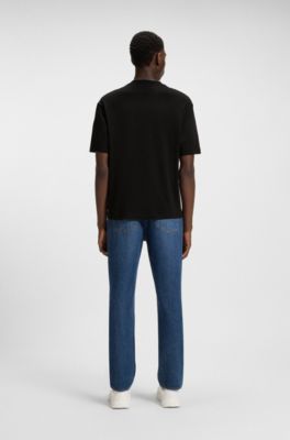 Cotton-jersey T-shirt with logo artwork print, Black