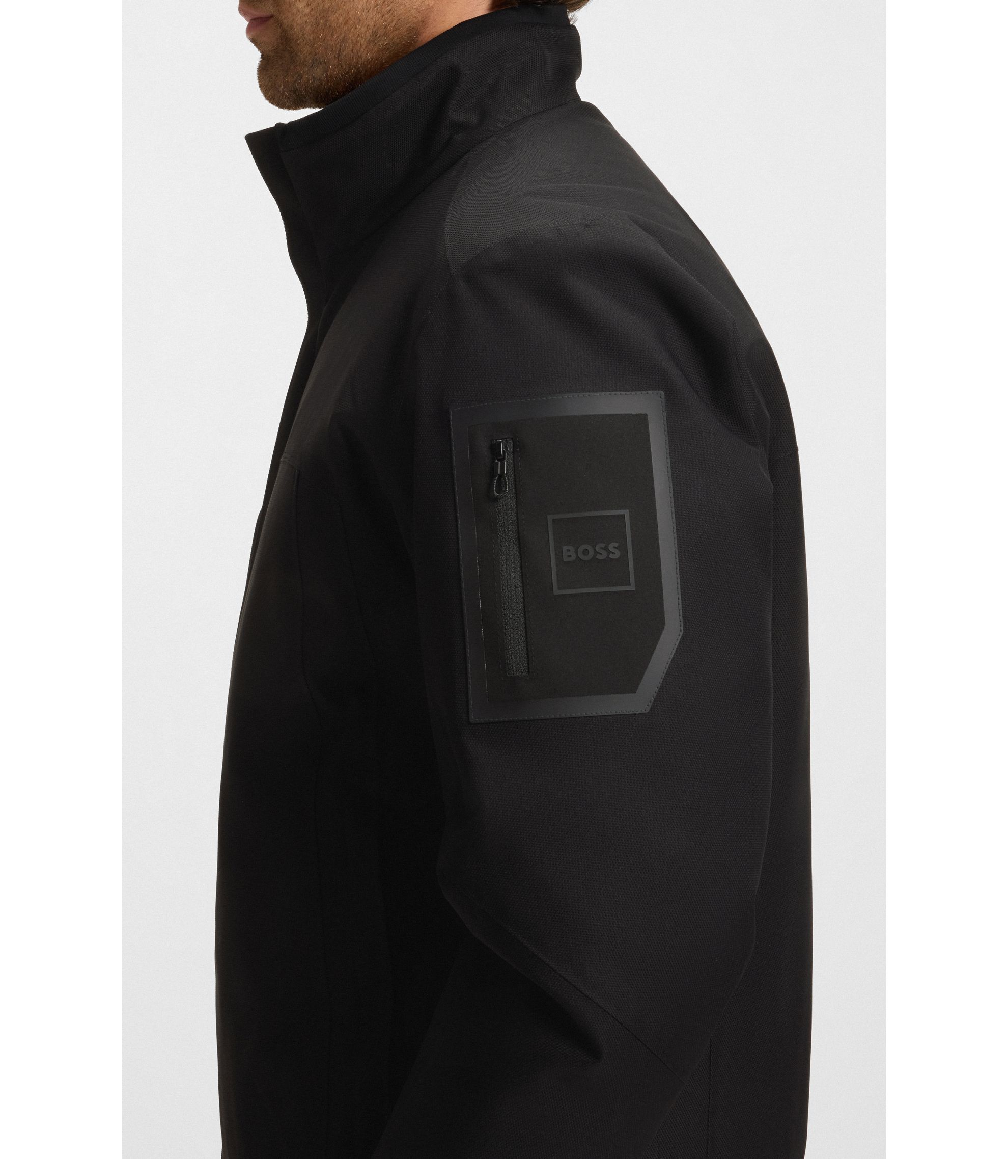 BOSS - Water-repellent jacket in laminated twill - Black