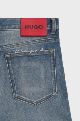 Slim-fit jeans in blue stretch denim, Blue